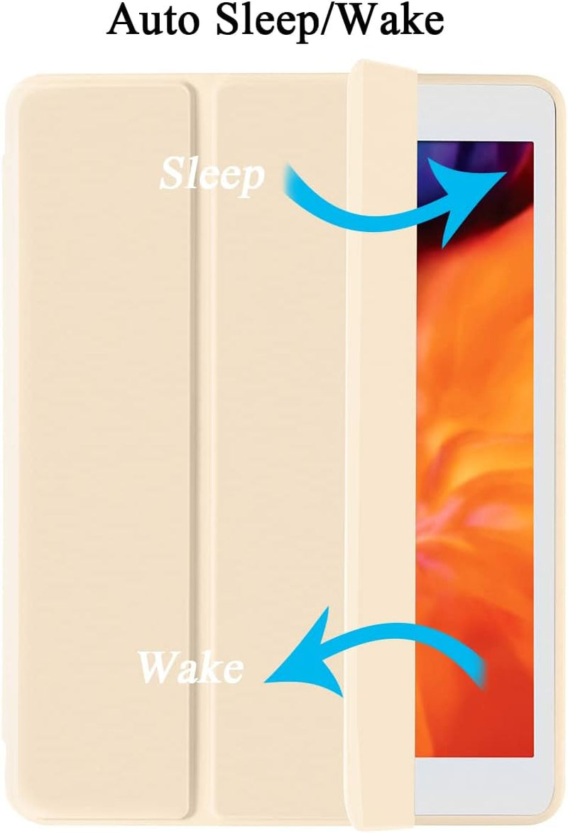 Compatible for Apple Ipad 9.7 Case 2018 Ipad 6Th Generation Cases/2017 Ipad 5Th Generation Case with Pencil Holder, Slim Soft Silicone Smart Trifold Stand Protective Cover(Champagne Gold)