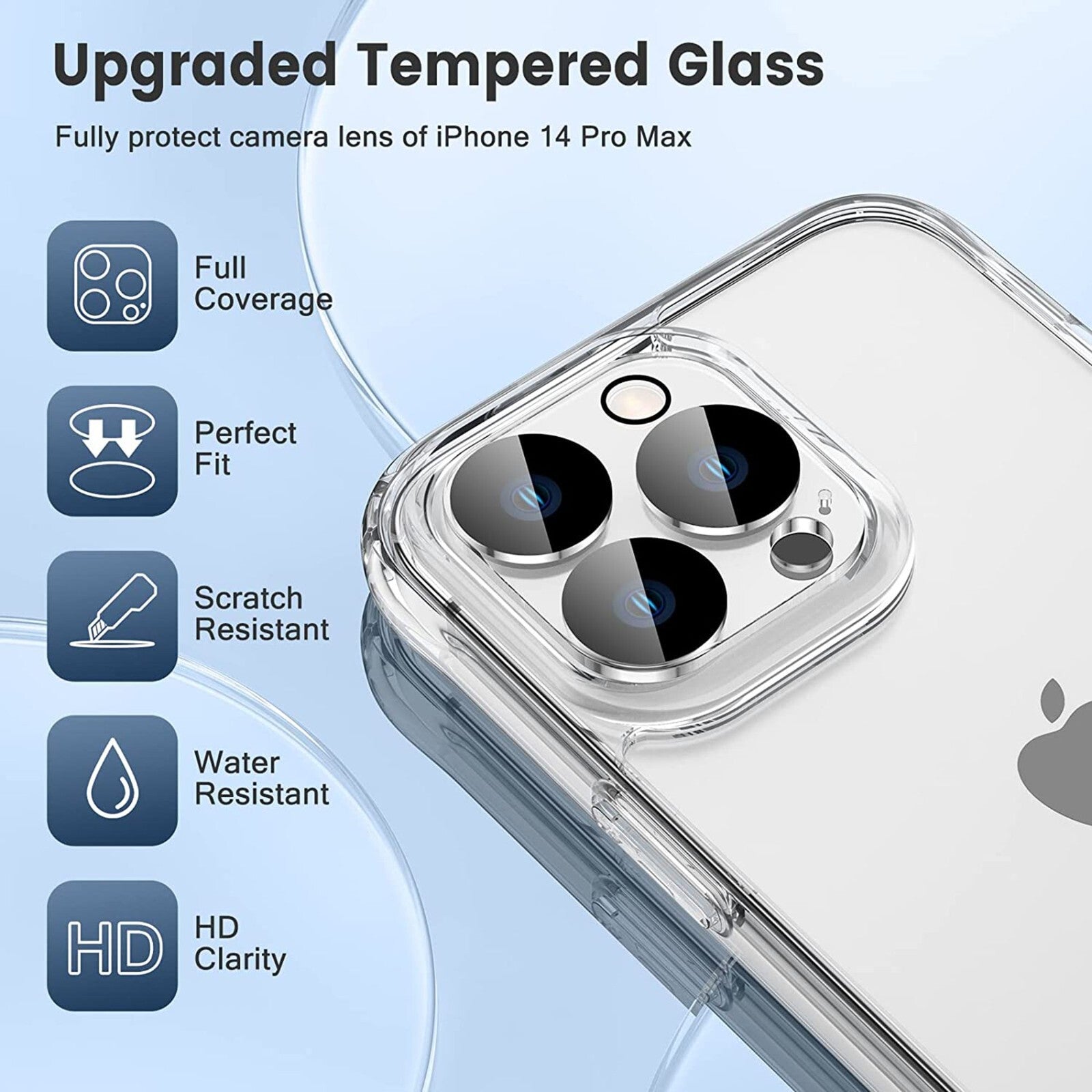 For Iphone 15 14 13 12 11 Pro Max Clear Shockproof Case + Screen Lens Protector