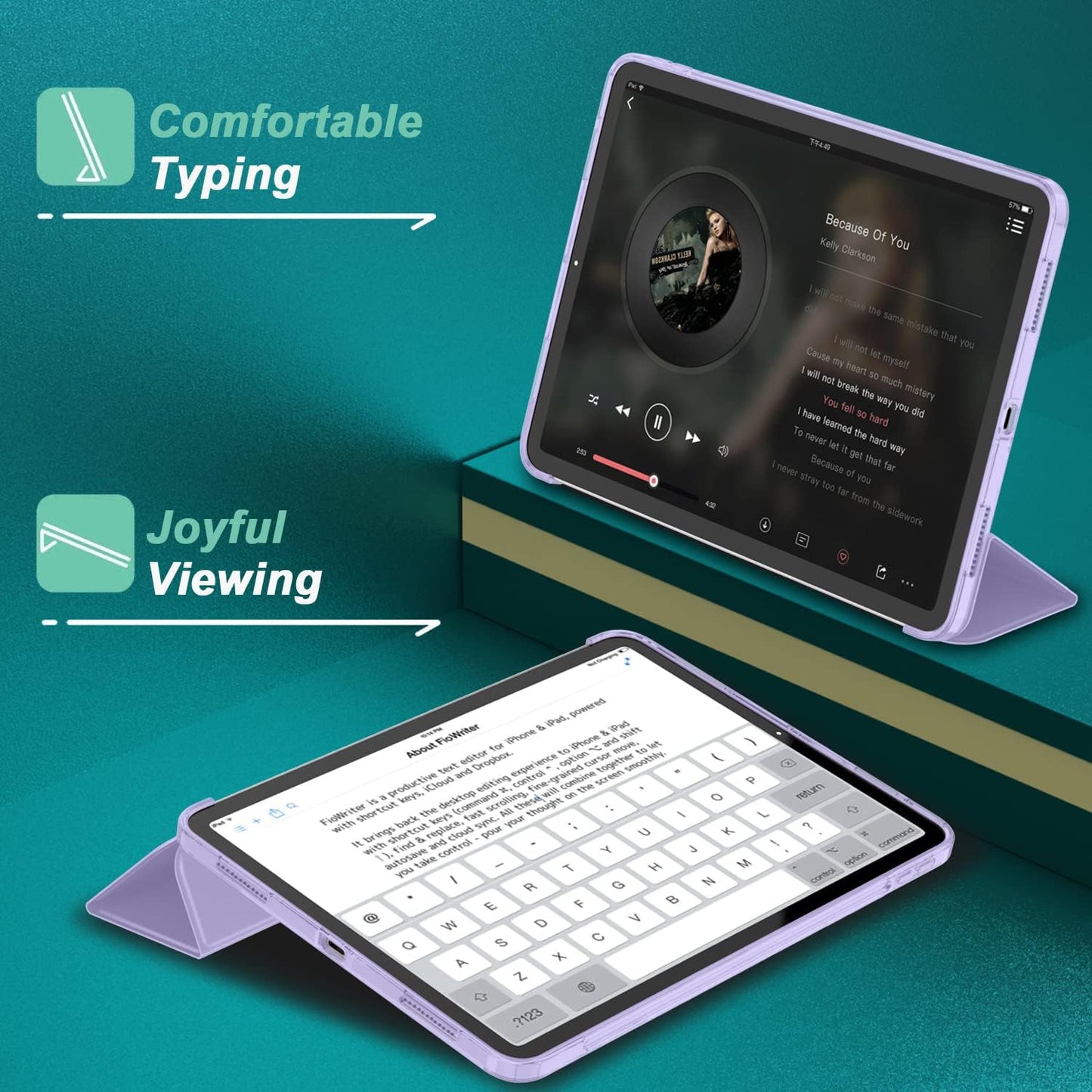 Ipad Air 11 Inch Case M3 2025/M2 2024 - Ipad Air 5Th/4Th Generation Case 2022/2020 10.9 Inch, Slim Hard PC Translucent Back Shell Cover, Support Touch Id(Lilac Purple)