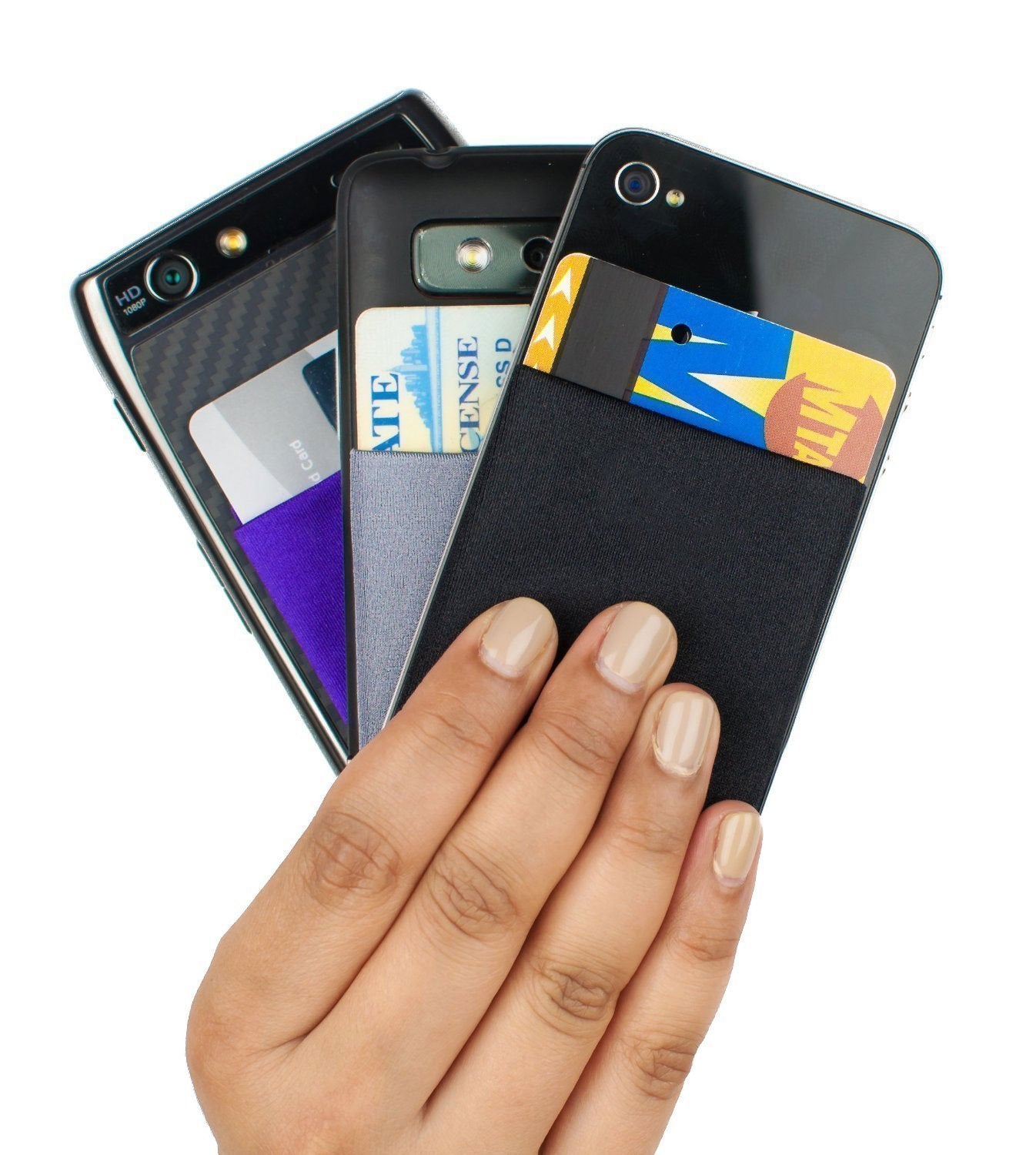 Universal Adhesive Phone Wallet– Stick-On Card Holder Pouch Case for Smartphone