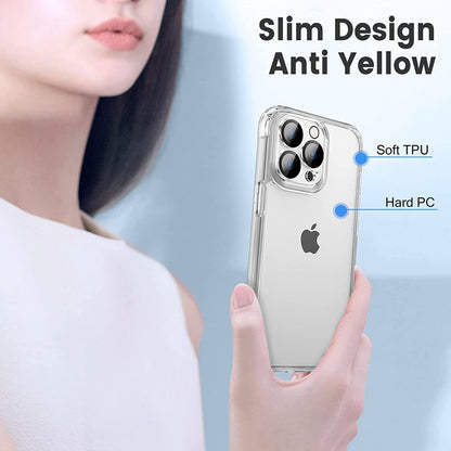 For Iphone 15 14 13 12 11 Pro Max Clear Shockproof Case + Screen Lens Protector