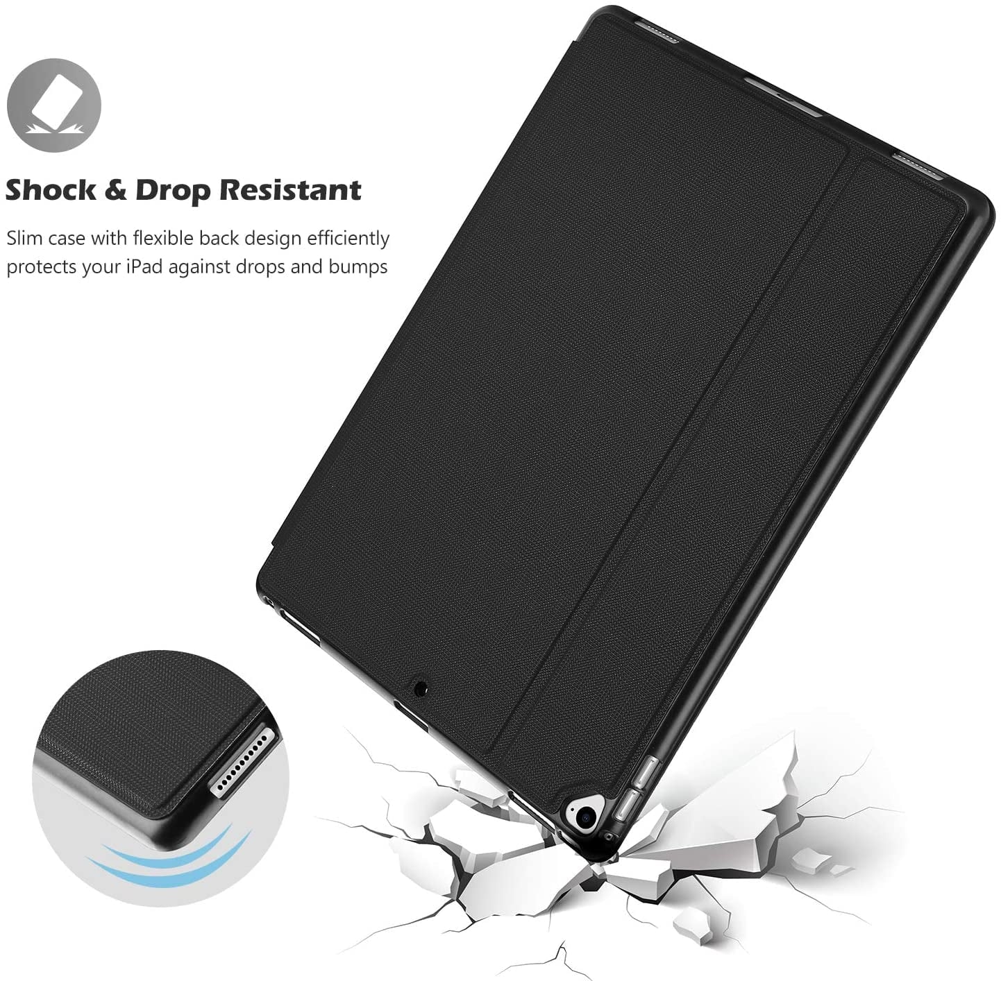 Cover for Ipad Pro 12.9 2017/2015 (Old Model, 2Nd & 1St Gen), Slim Stand Protective Folio Case Smart Cover for Ipad Pro 12.9 Inch 2Nd Gen 2017 / Ipad Pro 12.9 Inch 1St Gen 2015 -Black