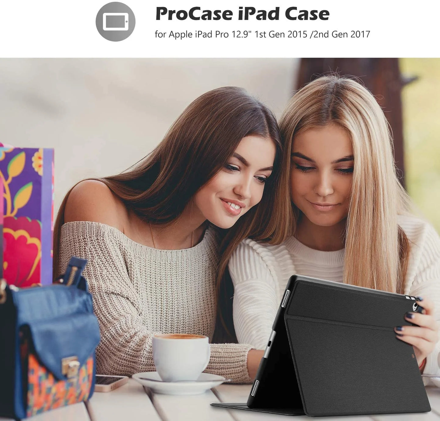 Cover for Ipad Pro 12.9 2017/2015 (Old Model, 2Nd & 1St Gen), Slim Stand Protective Folio Case Smart Cover for Ipad Pro 12.9 Inch 2Nd Gen 2017 / Ipad Pro 12.9 Inch 1St Gen 2015 -Black
