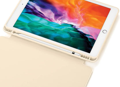 Compatible for Apple Ipad 9.7 Case 2018 Ipad 6Th Generation Cases/2017 Ipad 5Th Generation Case with Pencil Holder, Slim Soft Silicone Smart Trifold Stand Protective Cover(Champagne Gold)