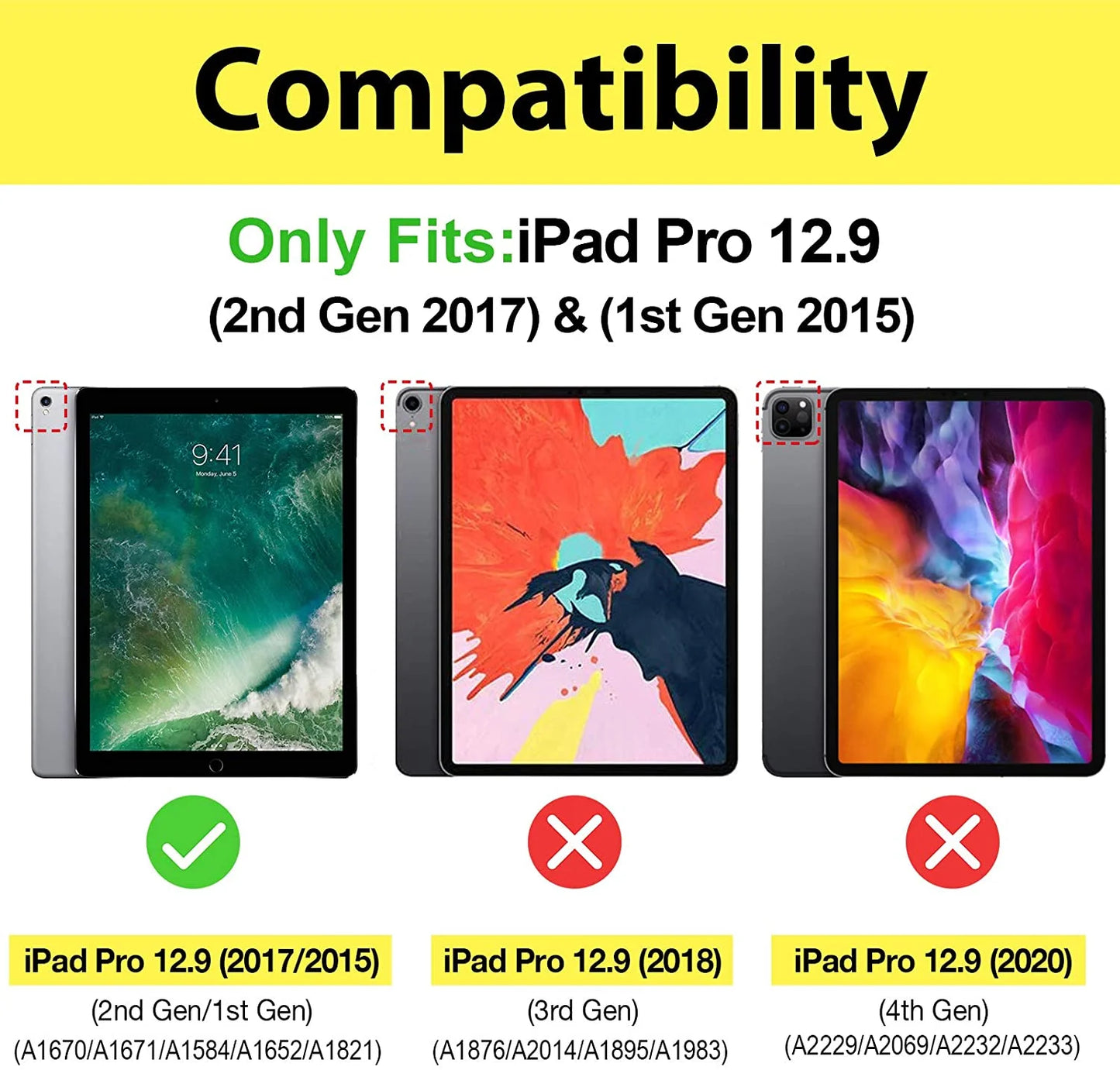 Cover for Ipad Pro 12.9 2017/2015 (Old Model, 2Nd & 1St Gen), Slim Stand Protective Folio Case Smart Cover for Ipad Pro 12.9 Inch 2Nd Gen 2017 / Ipad Pro 12.9 Inch 1St Gen 2015 -Black