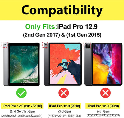 Cover for Ipad Pro 12.9 2017/2015 (Old Model, 2Nd & 1St Gen), Slim Stand Protective Folio Case Smart Cover for Ipad Pro 12.9 Inch 2Nd Gen 2017 / Ipad Pro 12.9 Inch 1St Gen 2015 -Black