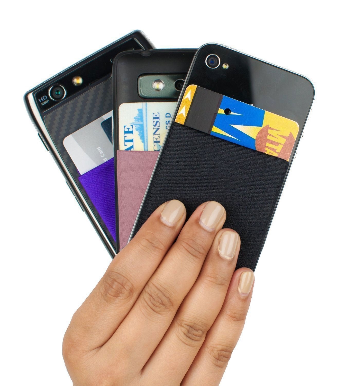 Universal Adhesive Phone Wallet– Stick-On Card Holder Pouch Case for Smartphone