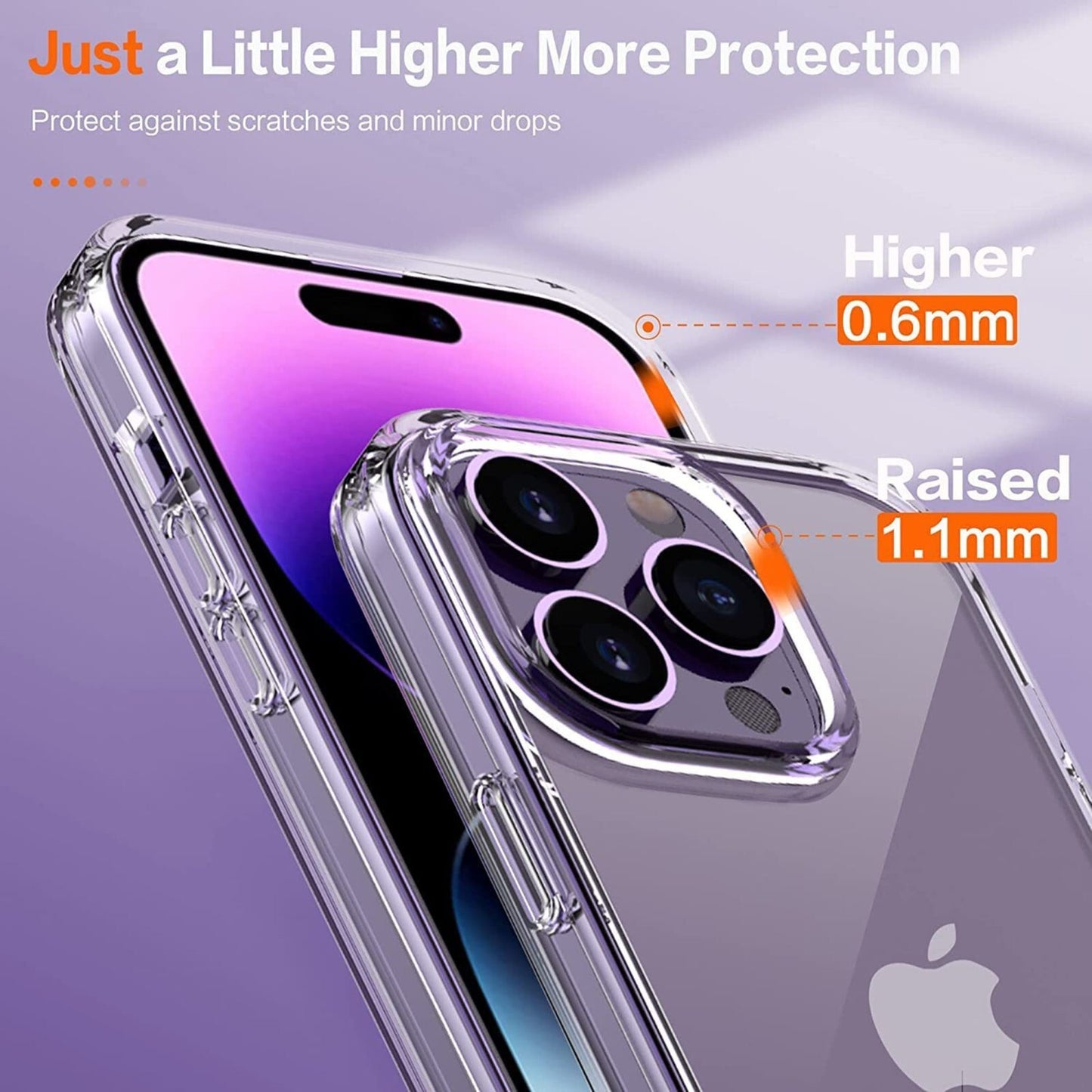 For Iphone 15 14 13 12 11 Pro Max Clear Shockproof Case + Screen Lens Protector