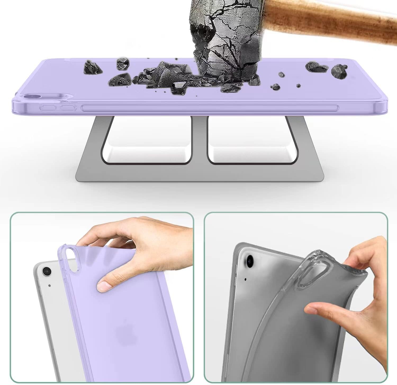 Ipad Air 11 Inch Case M3 2025/M2 2024 - Ipad Air 5Th/4Th Generation Case 2022/2020 10.9 Inch, Slim Hard PC Translucent Back Shell Cover, Support Touch Id(Lilac Purple)