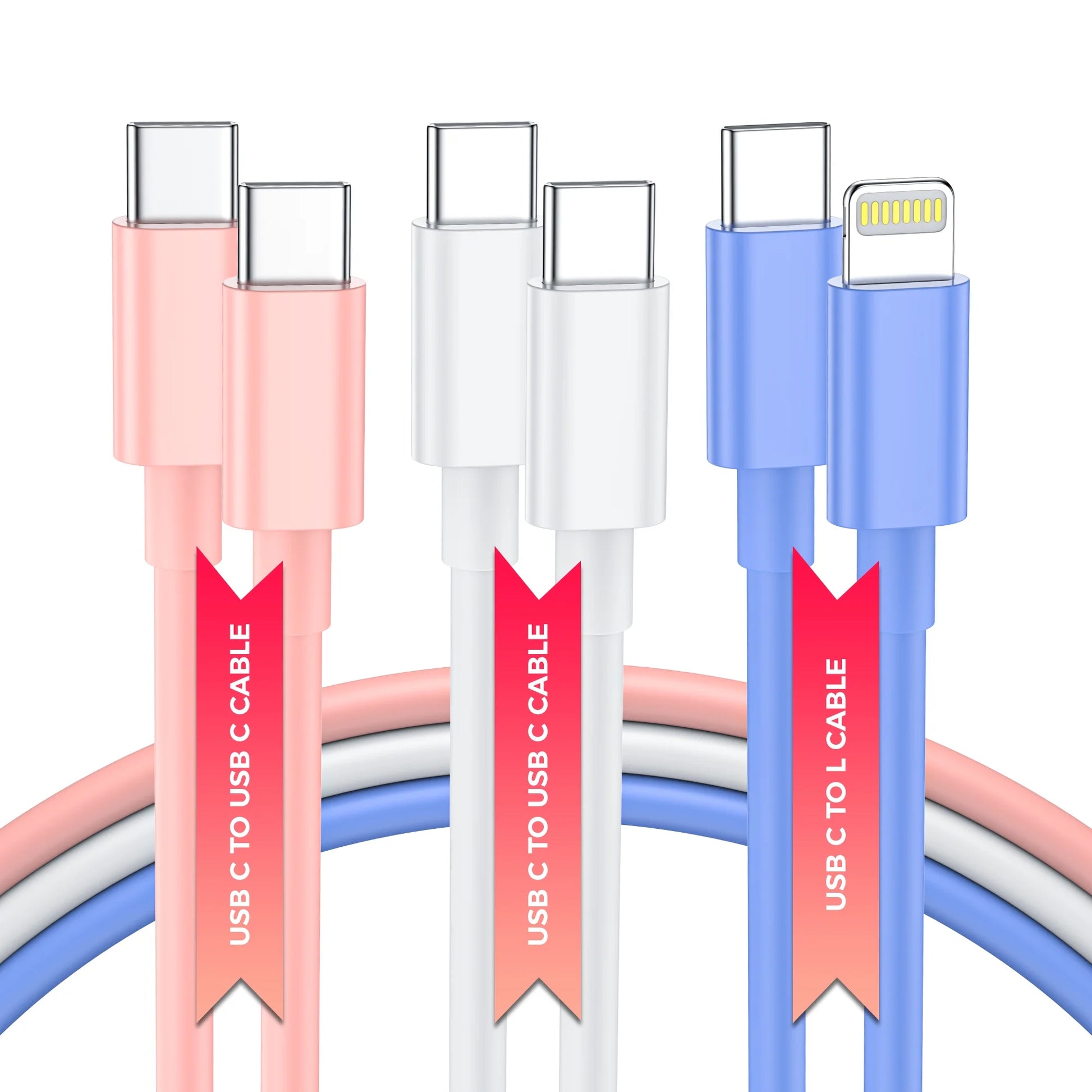 Iphone Charger USB C Fast Charger, 3 Pack 20W Type C Wall Charger Block with 6FT USB C & L Cable, Compatible with Iphone 16/15 Pro Max/14/13/12/11, Samsung Galaxy, Ipad, Airpods, Pixel