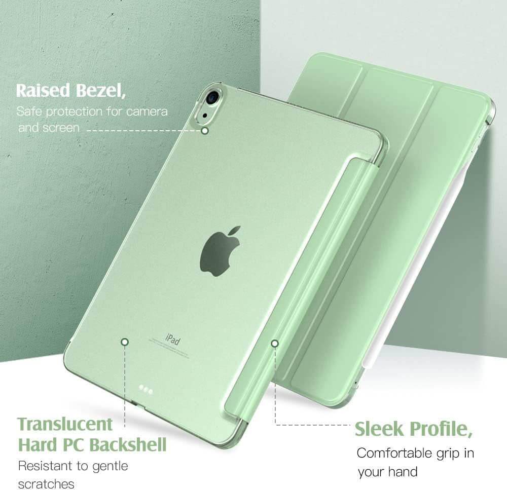 for Ipad Air 11 Inch Case (M3/M2-2025/2024), Ipad Air 5Th Generation 2022/4Th Gen 2020 10.9 Inch, Slim Hard Translucent Back Cover, Support Auto Wake/Sleep - Green