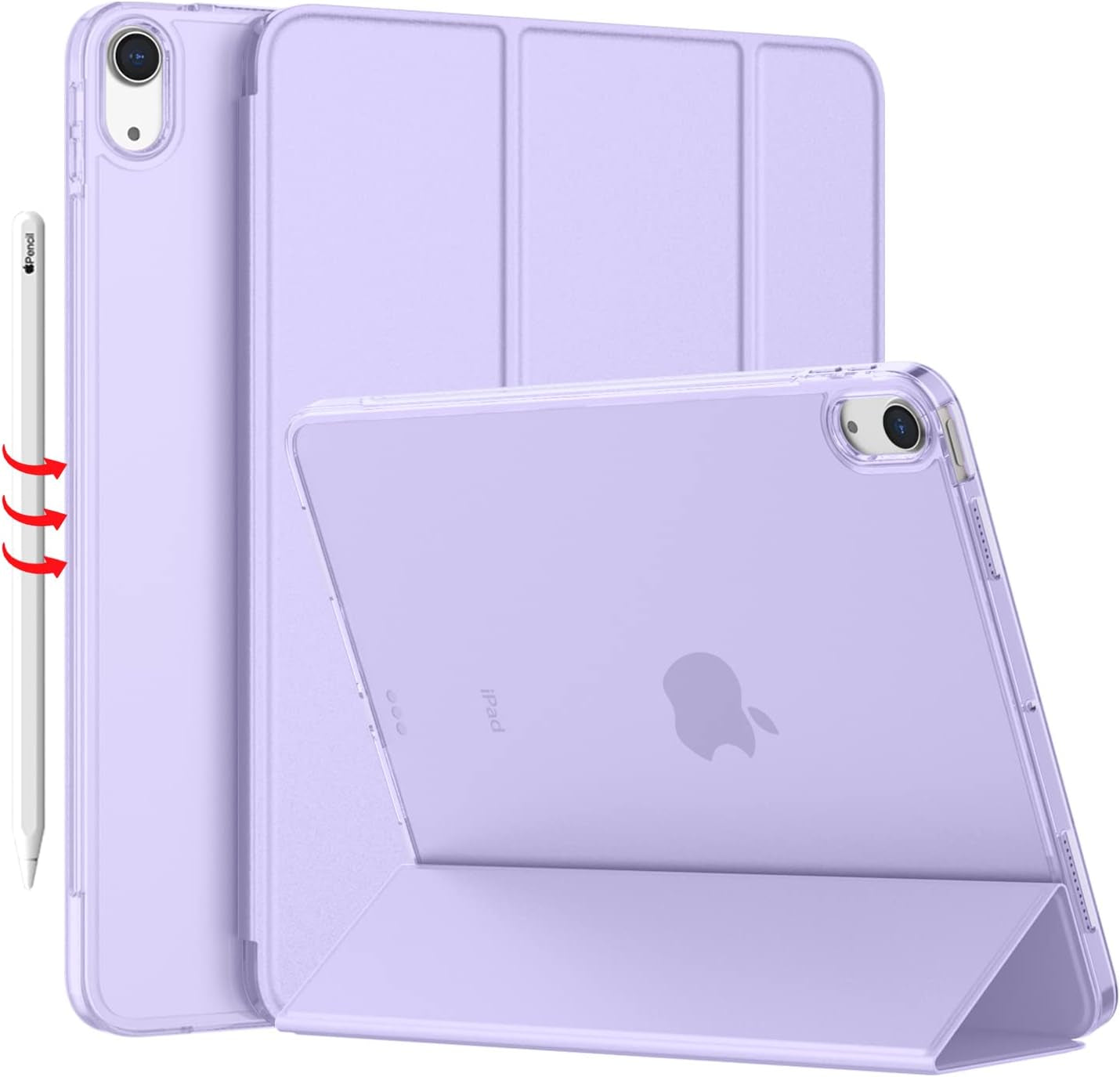 Ipad Air 11 Inch Case M3 2025/M2 2024 - Ipad Air 5Th/4Th Generation Case 2022/2020 10.9 Inch, Slim Hard PC Translucent Back Shell Cover, Support Touch Id(Lilac Purple)