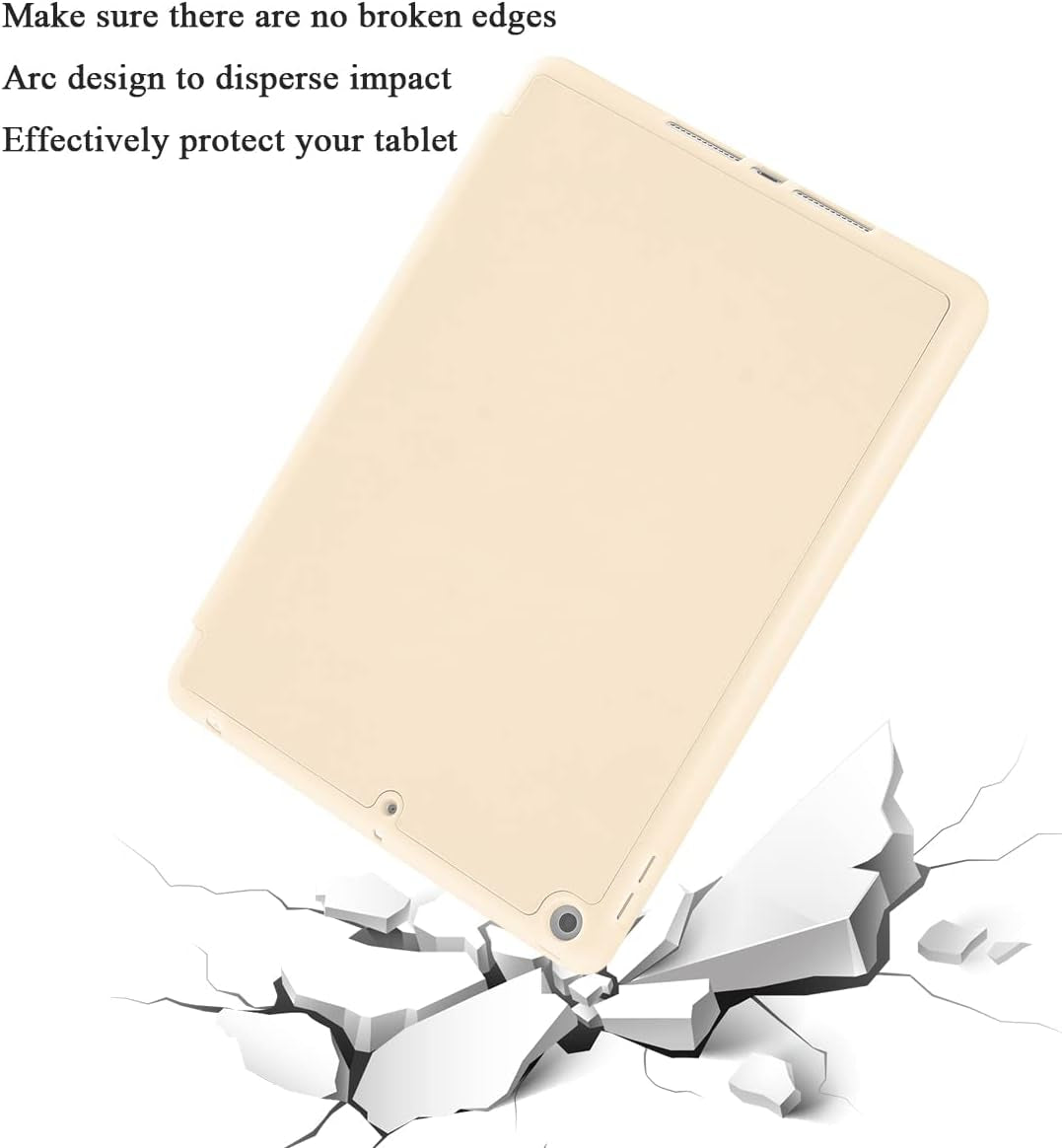 Compatible for Apple Ipad 9.7 Case 2018 Ipad 6Th Generation Cases/2017 Ipad 5Th Generation Case with Pencil Holder, Slim Soft Silicone Smart Trifold Stand Protective Cover(Champagne Gold)