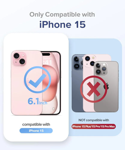 Heavy Duty Transparent Phone Case Designed for Apple Iphone 15 Clear Case with 2 Screen Protector and 2 Camera Lens, Shockproof Dropproof Slim Clear Case for Apple Iphone 15