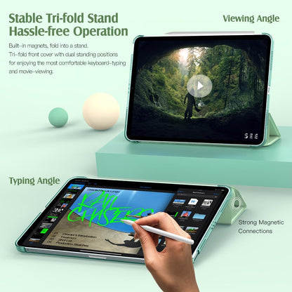 for Ipad Air 11 Inch Case (M3/M2-2025/2024), Ipad Air 5Th Generation 2022/4Th Gen 2020 10.9 Inch, Slim Hard Translucent Back Cover, Support Auto Wake/Sleep - Green