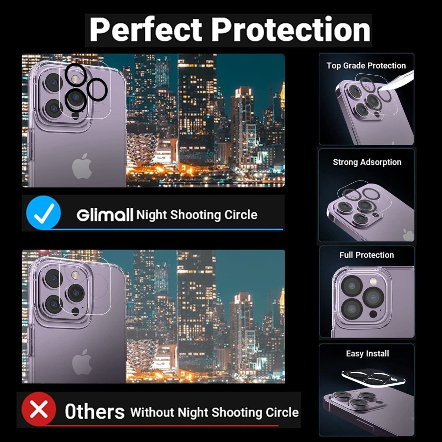 For Iphone 15 14 13 12 11 Pro Max Clear Shockproof Case + Screen Lens Protector