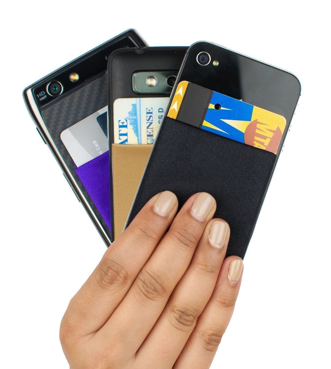 Universal Adhesive Phone Wallet– Stick-On Card Holder Pouch Case for Smartphone