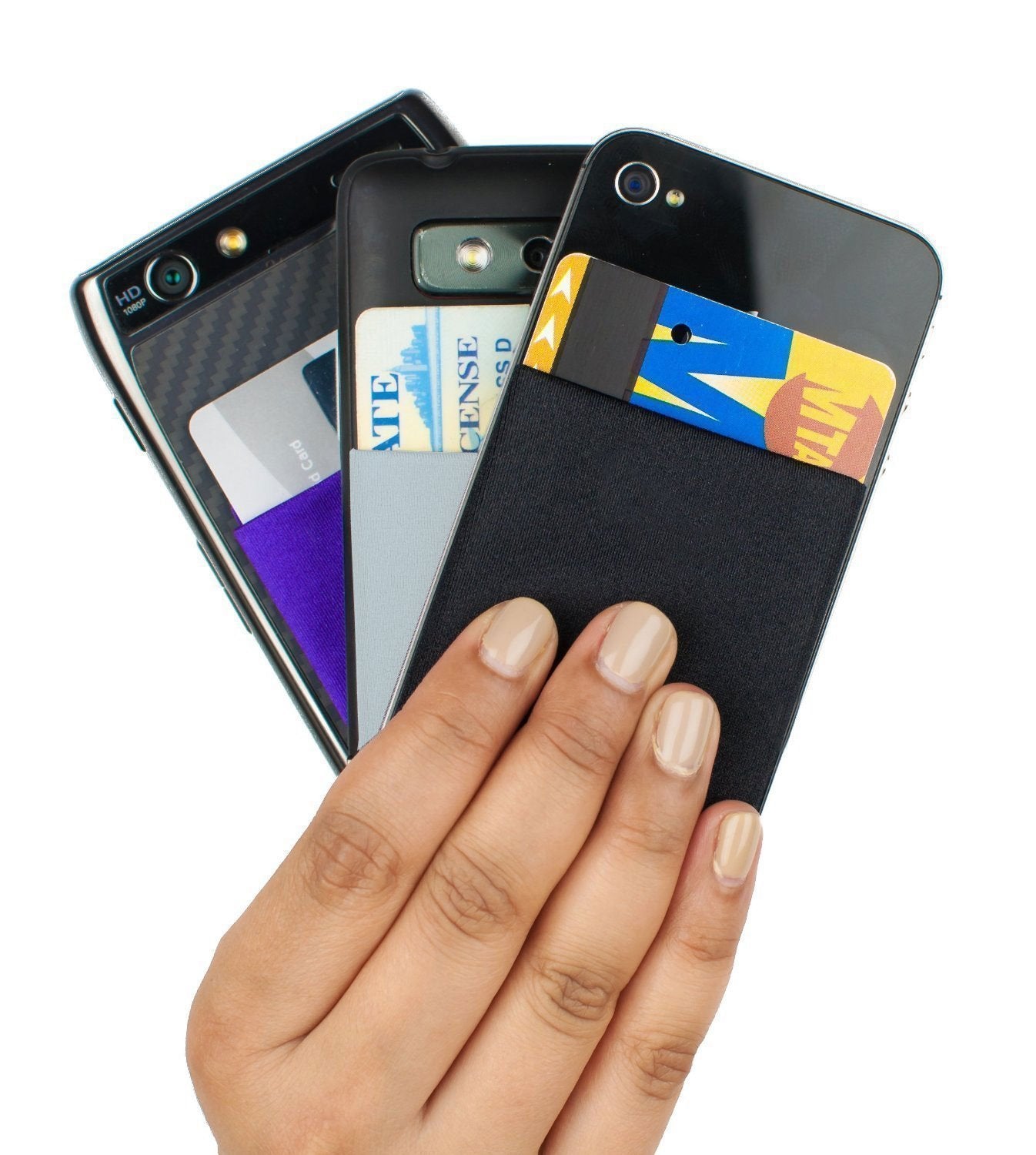 Universal Adhesive Phone Wallet– Stick-On Card Holder Pouch Case for Smartphone